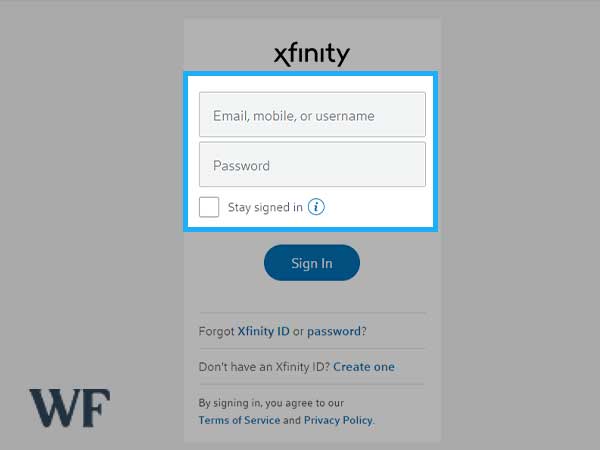 Sign-in page of Comcast email