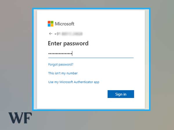password page field for Hotmail