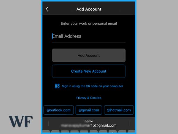 username field for Hotmail IOS app