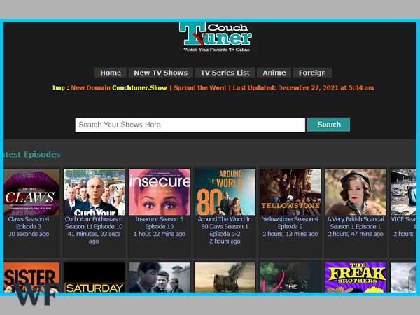 homepage of CouchTuner website