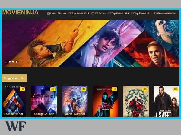 homepage of Moviesninja website