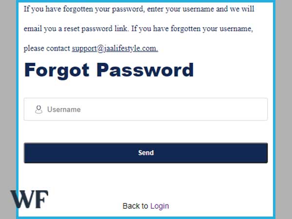  jaa lifestyle forgot password page