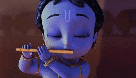 Little Krishna Playing Flute GIF