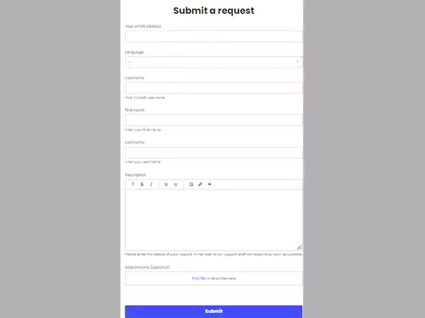 Submit the help form