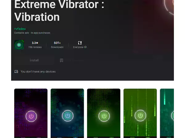 Extreme Vibration Vibrator from homepage