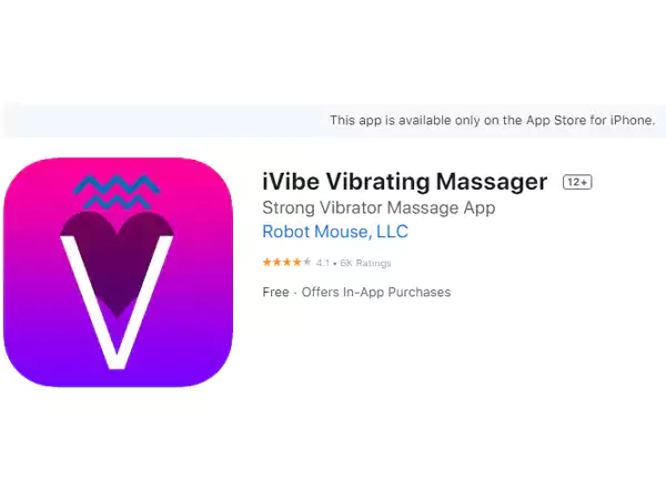  iVibe Vibrating Massager homepage on Appstore